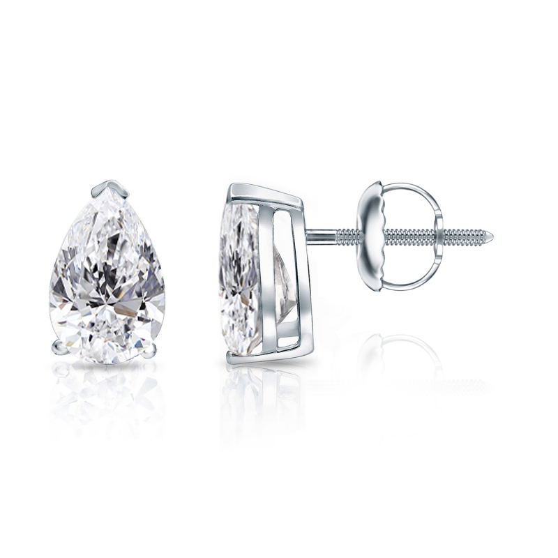 Lab Grown Diamond Studs Earrings Pear 1.65 ct. tw. (DE, VVS) in 14k