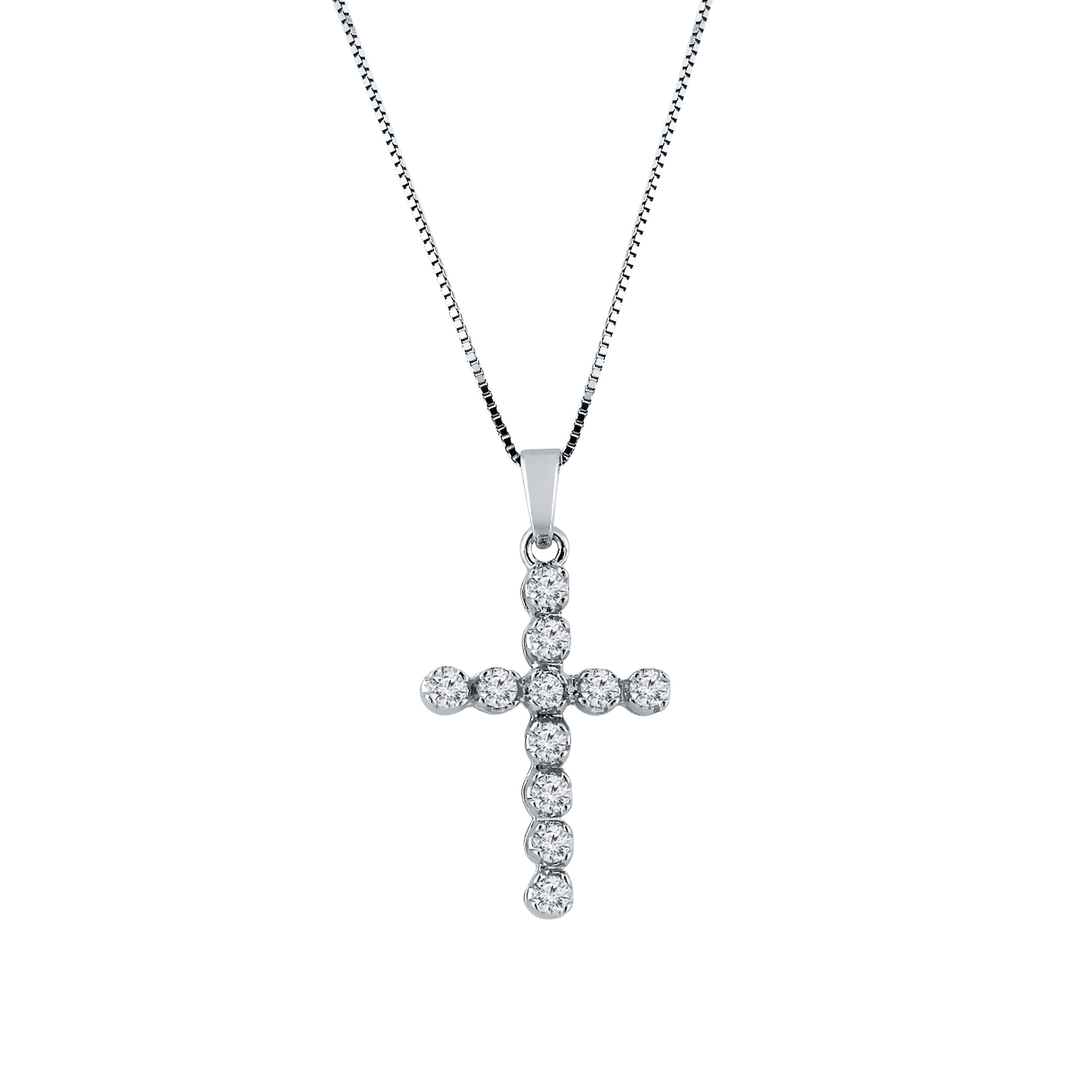 Certified 14k White Gold Round Diamond Cross Pendant Necklace (3/8 cttw)