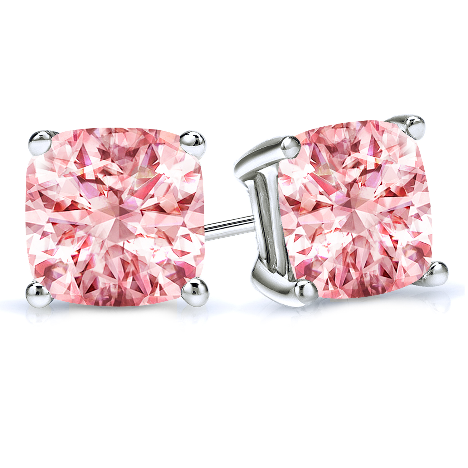 18K Rose Gold 2ct Mens Diamond Earrings Pink Round Circle Stud Studs shops 2 ct 18 K