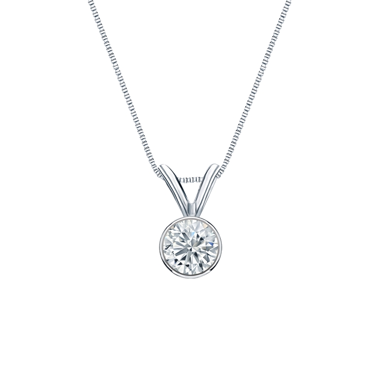 AFFY White Natural Diamond Solitaire Pendant Necklace In 14K Solid Yellow Gold 0 25 Ct