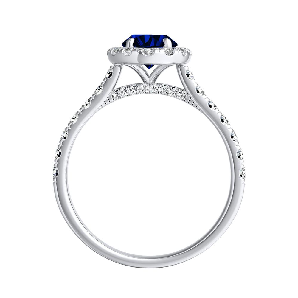 1.00 ct Halo Oval Blue Sapphire Engagement Ring in 14K White Gold ...