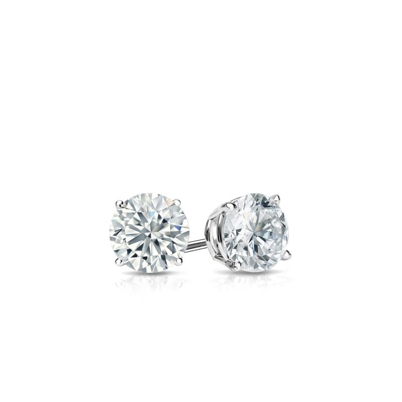 0.5 Cttw Round Cut Blue Natural Diamond Solitaire Stud Earrings In 14K Solid Gold 