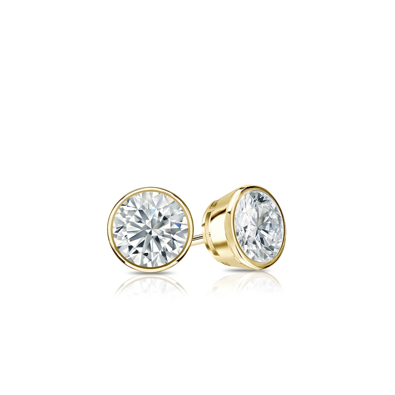 Natural Diamond Stud Earrings Round 0.25 Ct. Tw. (G-H, SI2) 14k Yellow ...