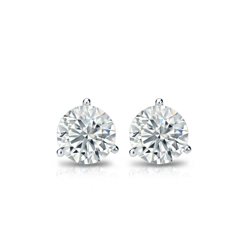 Natural Diamond Stud Earrings Round 0.40 ct. tw. (J-K, I2) Platinum 3 ...