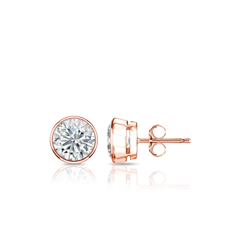 Natural Diamond Stud Earrings Round 0.50 ct. tw. (G-H, SI2) 14k Rose ...