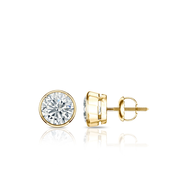 Natural Diamond Stud Earrings Round 0.50 Ct. Tw. (G-H, SI2) 14k Yellow ...