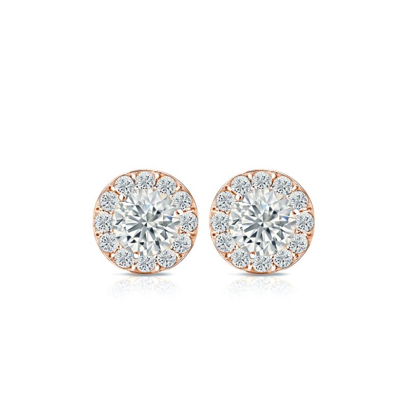 Natural Diamond Stud Earrings Round 0.75 ct. tw. (I-J, I1-I2) 14k Rose ...