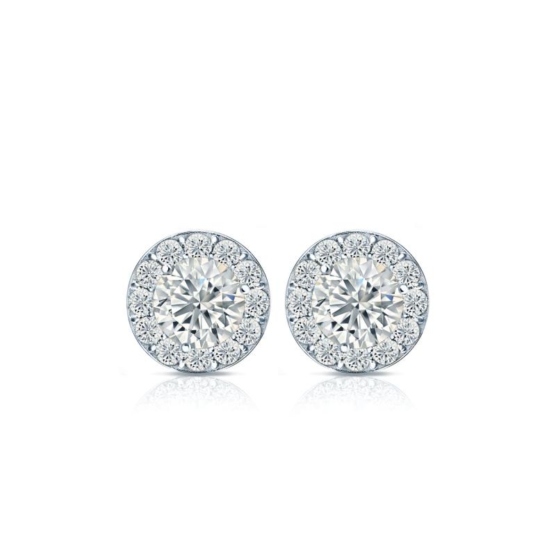 Natural Diamond Stud Earrings Round 0.75 ct. tw. (G-H, VS2) 14k White ...