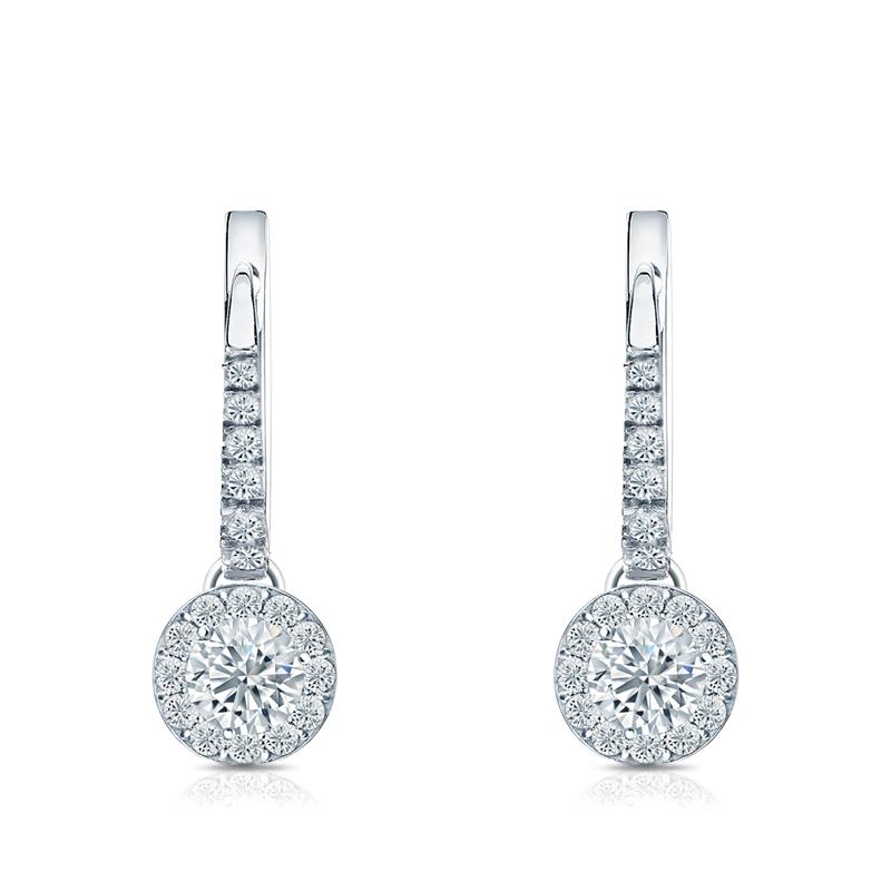 Natural Diamond Dangle Stud Earrings Round 0.75 ct. tw. (G-H, SI2) 14k ...