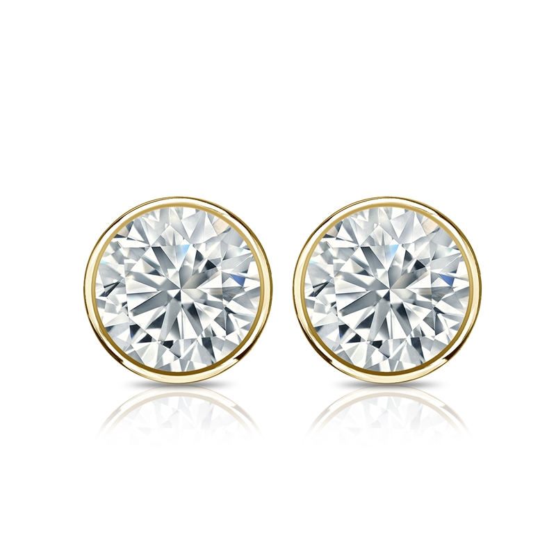 Natural Diamond Stud Earrings Round 1.00 Ct. Tw. (I-J, I1-I2) 18k ...