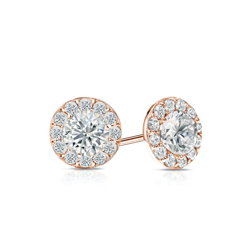 Natural Diamond Stud Earrings Round 1.00 ct. tw. (I-J, I1-I2) 14k Rose ...