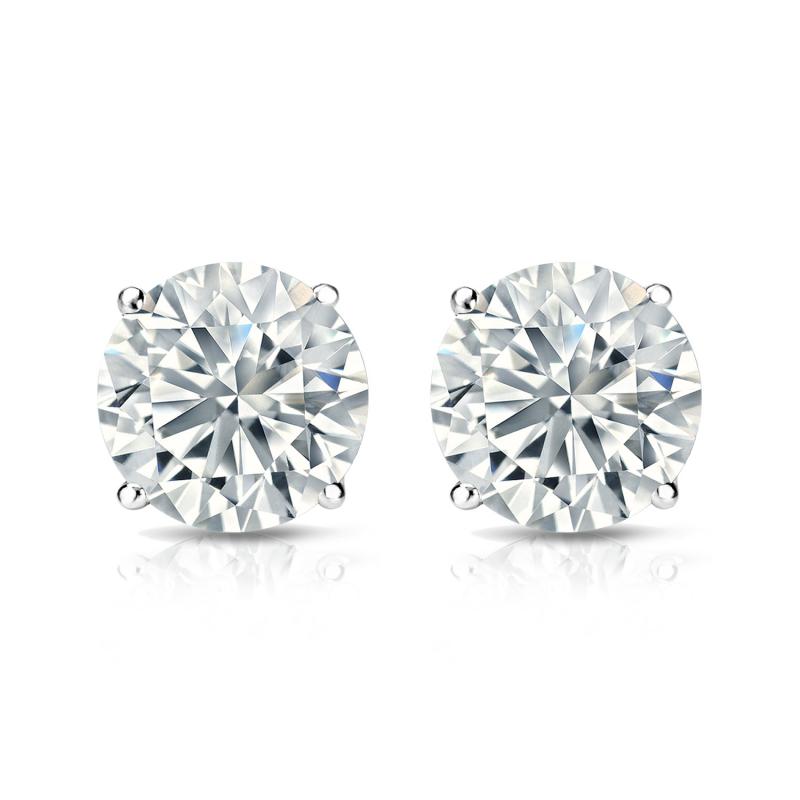 Natural Diamond Stud Earrings Round 1.25 ct. tw. (G-H, VS1-VS2) 14k ...