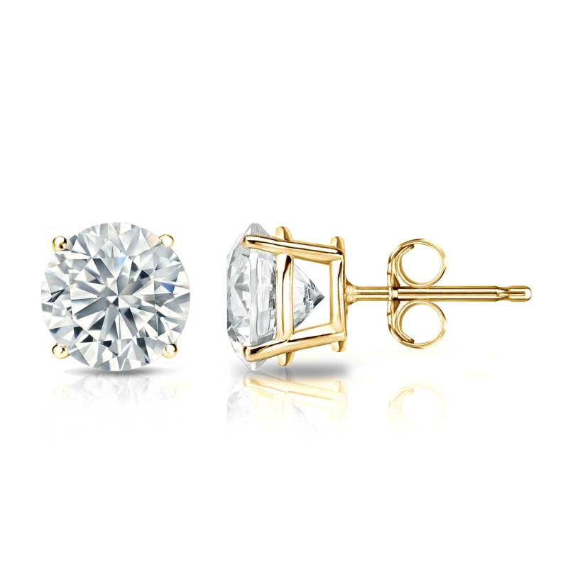 Lab Grown Diamond Stud Earrings Round 1.50 Ct. Tw. (H-I, VS) 14k Yellow ...