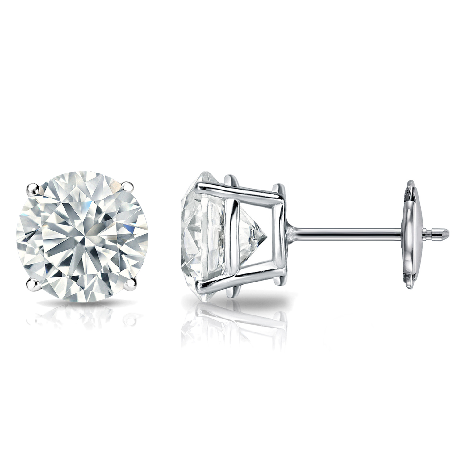 Lab Grown Diamond Stud Earrings Round 2.00 ct. tw. (F-G, VS) 14k White ...