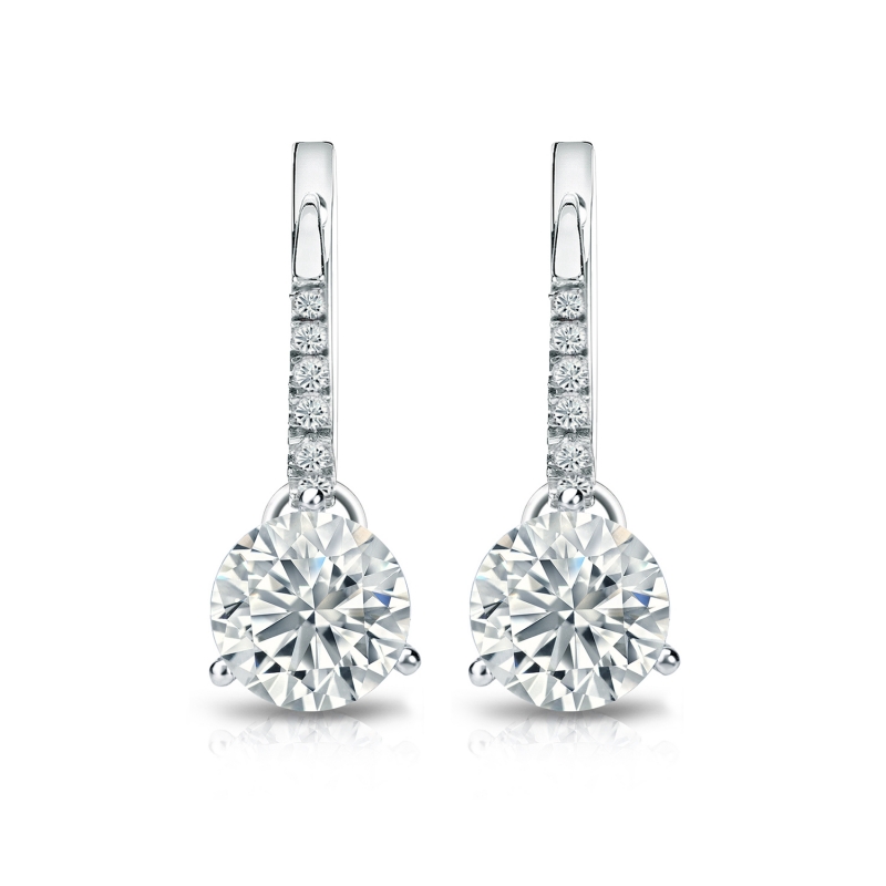 Natural Diamond Dangle Stud Earrings Round 2.00 ct. tw. (G-H, VS1-VS2 ...