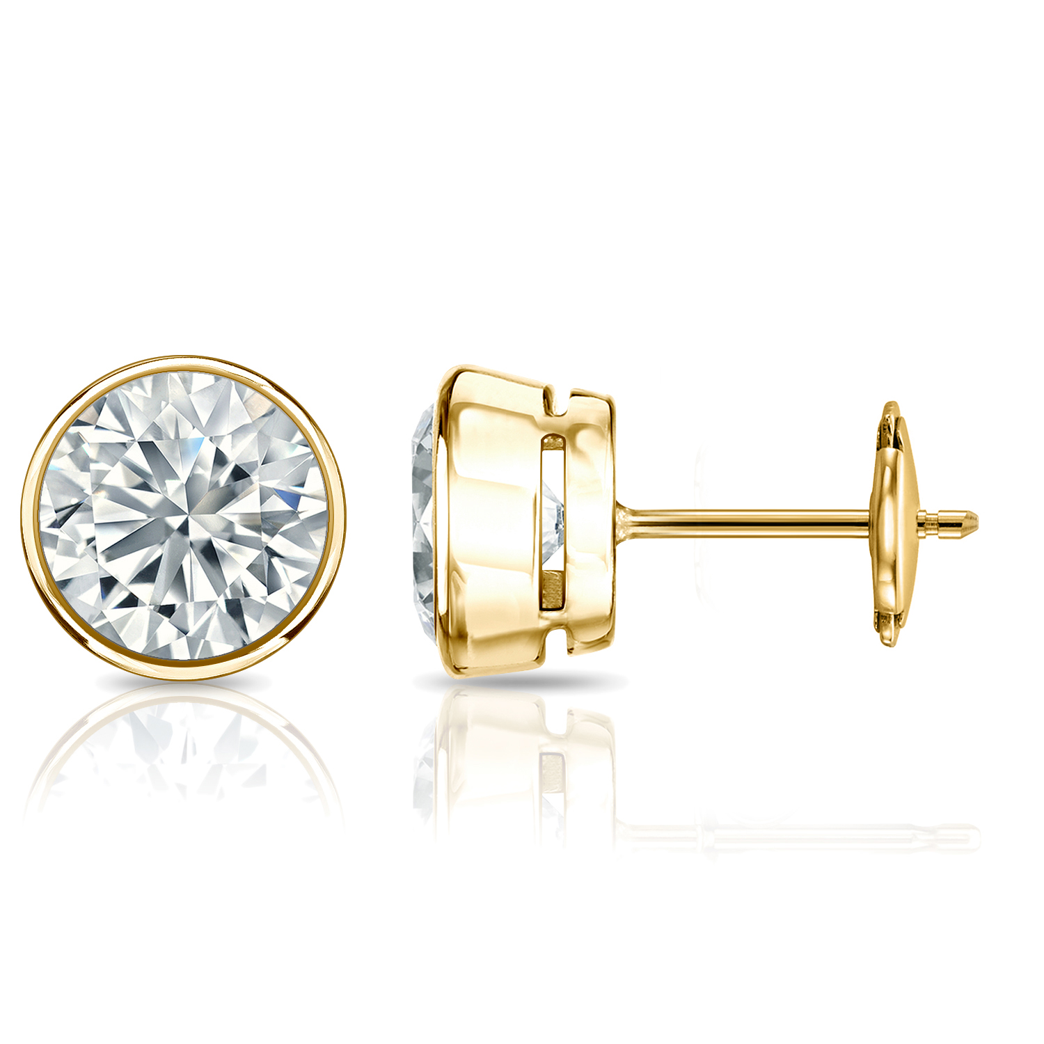 Natural Diamond Stud Earrings Round 2.00 Ct. Tw. (I-J, I1) 18k Yellow ...