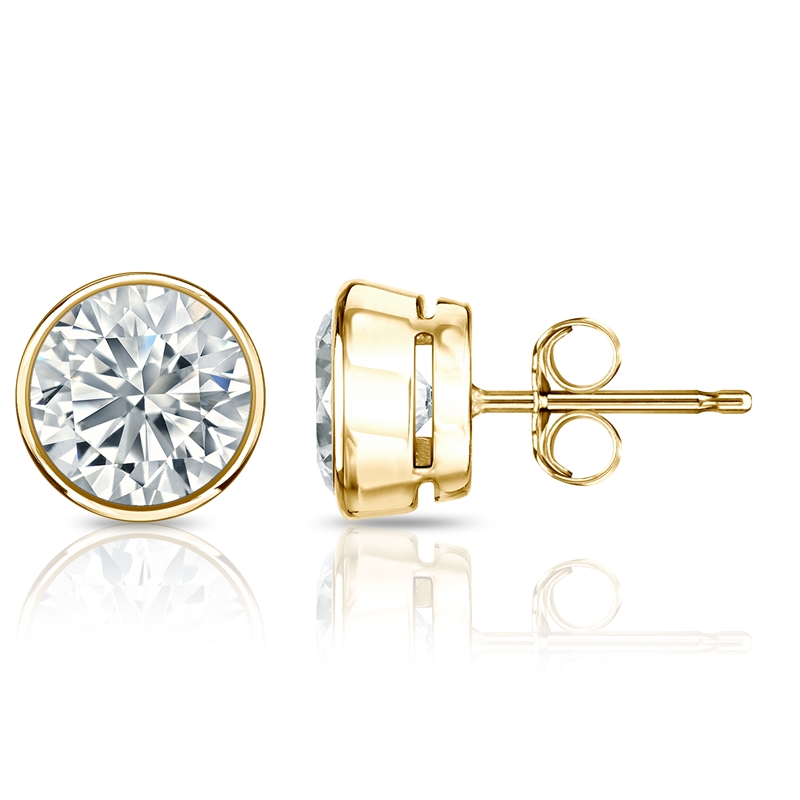 Natural Diamond Stud Earrings Round 2.00 Ct. Tw. (I-J, I1) 18k Yellow ...