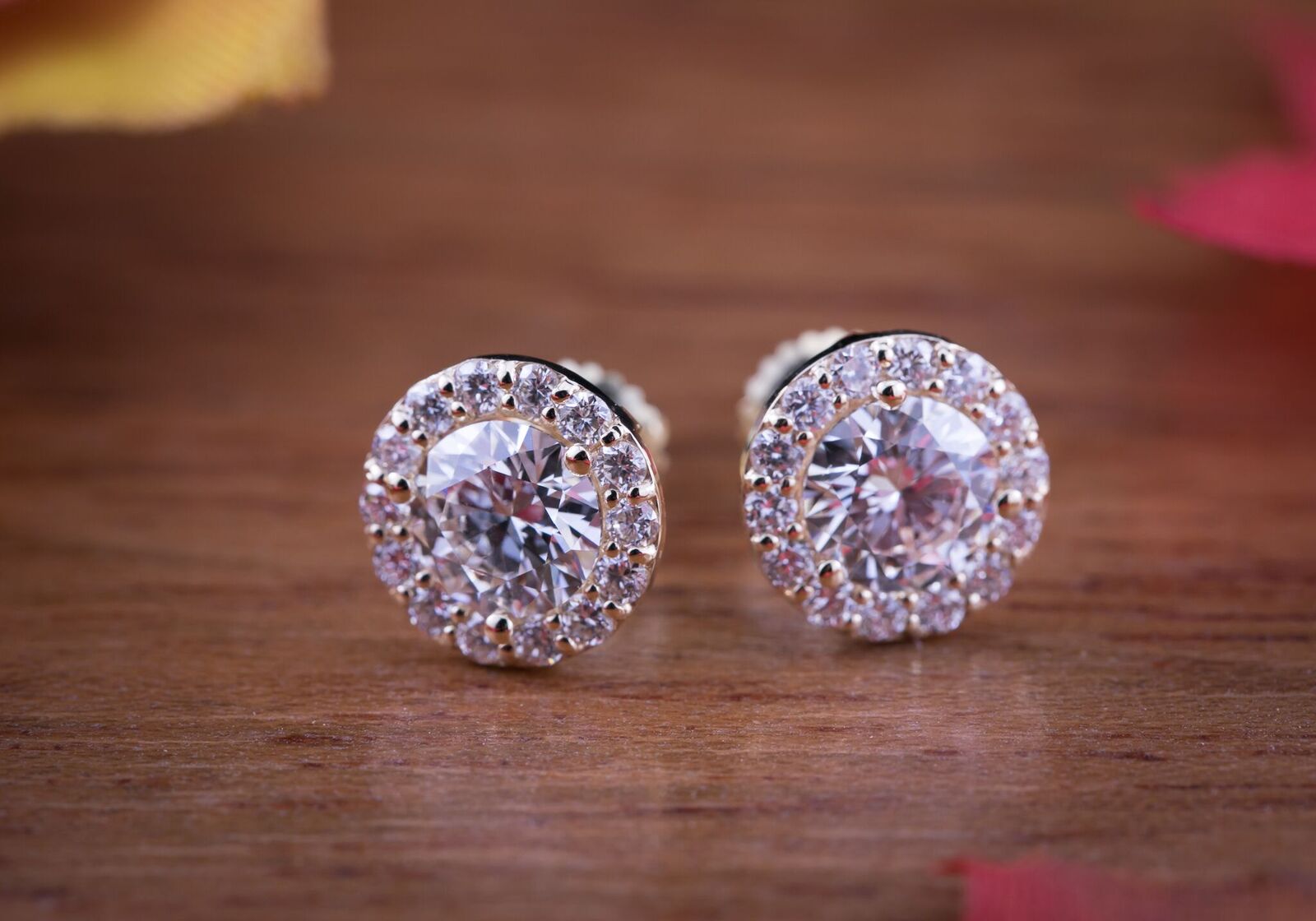 Natural Diamond Stud Earrings Round 2.00 ct. tw. (G-H, SI2) 14k Yellow ...