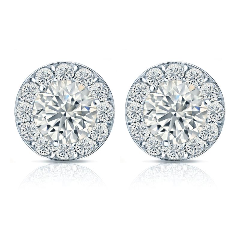 Natural Diamond Stud Earrings Round 3.00 Ct. Tw. (G-H, VS2) Platinum ...