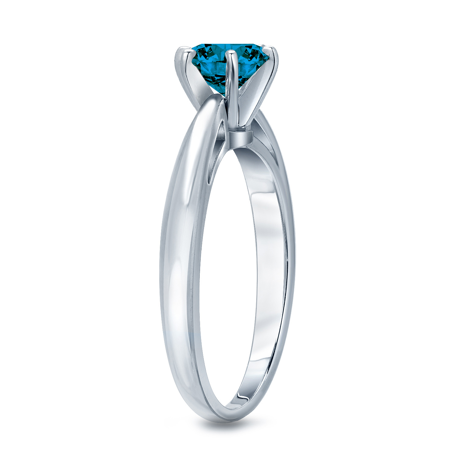 Certified 18k White Gold 6-Prong Blue Diamond Solitaire Ring 0.75 ct ...