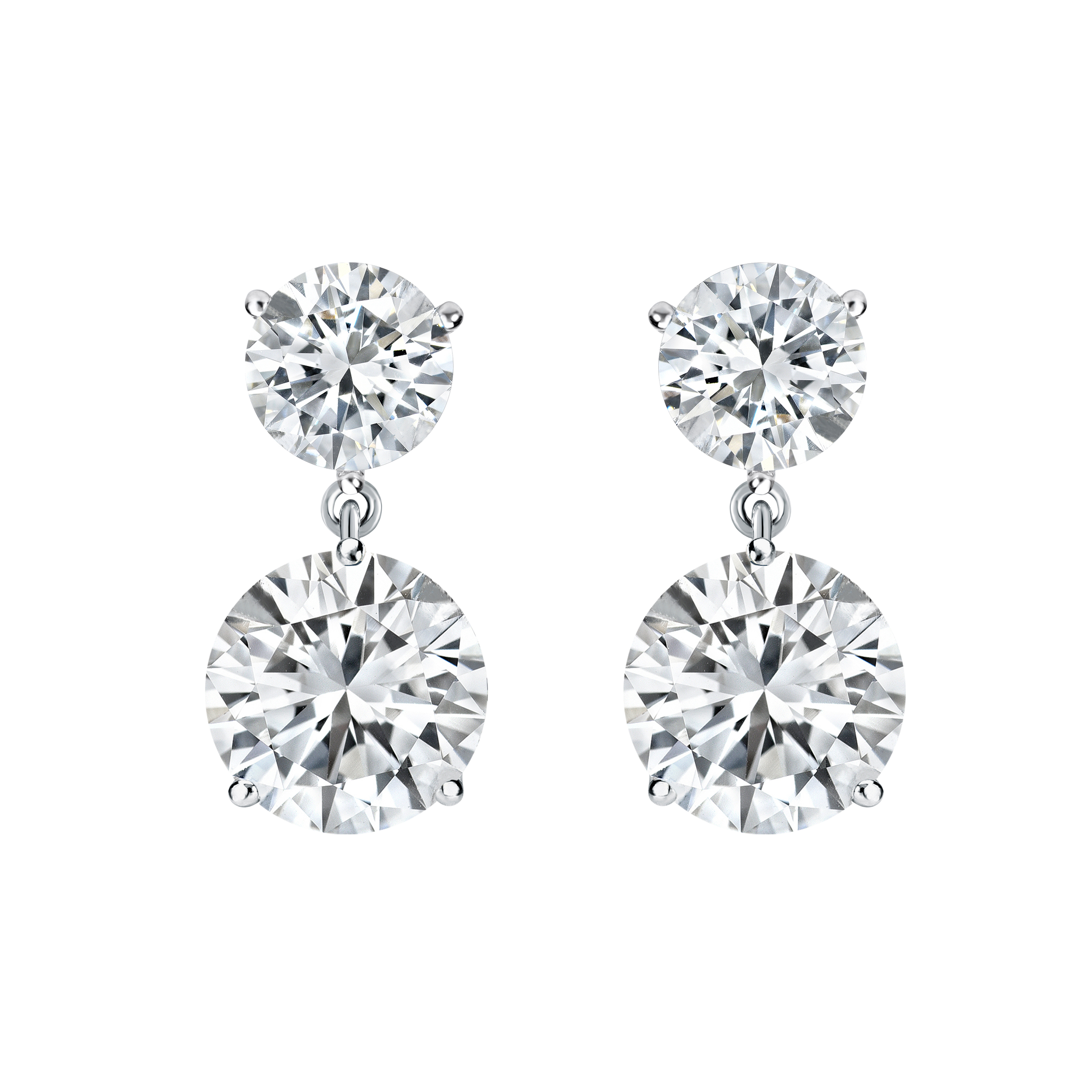 Lab Grown Diamond Two Stone Drop Earrings Round 3.00 ct. tw. (DE, VVS
