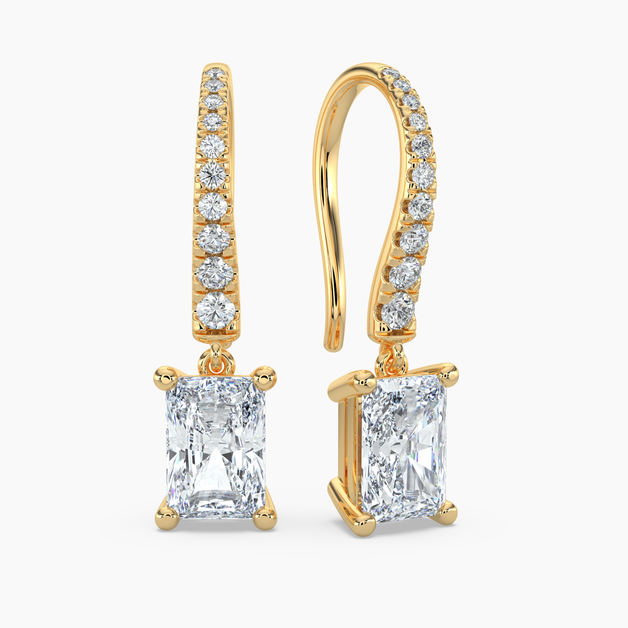 Natural Diamond Dangle Stud Earrings Radiant 2.00 ct. tw. (G-H