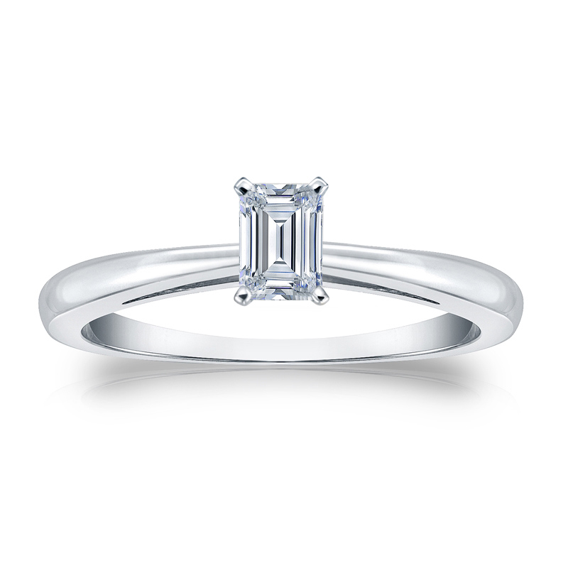 cykel ophavsret Efterforskning Natural Diamond Solitaire Ring Emerald 0.25 ct. tw. (I-J, I1-I2) 14k White  Gold 4-Prong - DiamondStuds.com