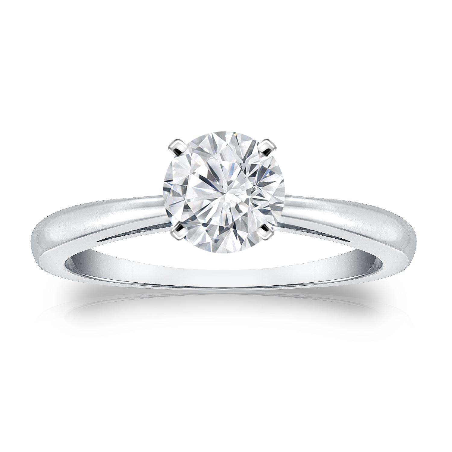 Moissanite Solitaire Ring 1.00 TGW 6.5mm (G-H, VS1-VS2) in 14K White ...