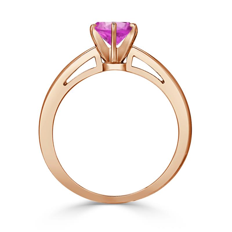 Certified 14k Rose Gold 6-Prong Round Pink Sapphire Gemstone Ring 0.75 ...