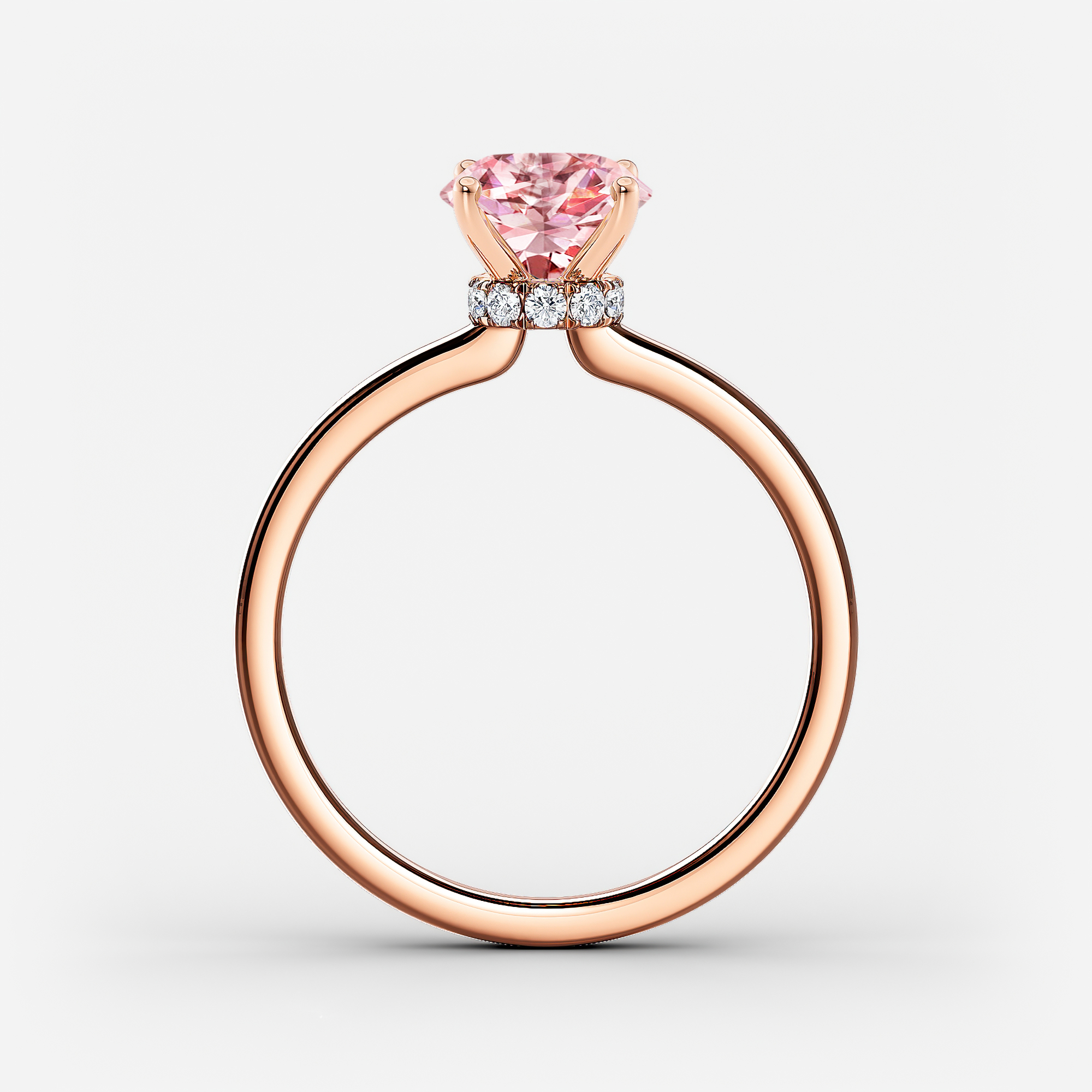 Lab Grown Diamond Ribbon Halo Engagement Ring Oval 0.75 ct. (Pink, VS