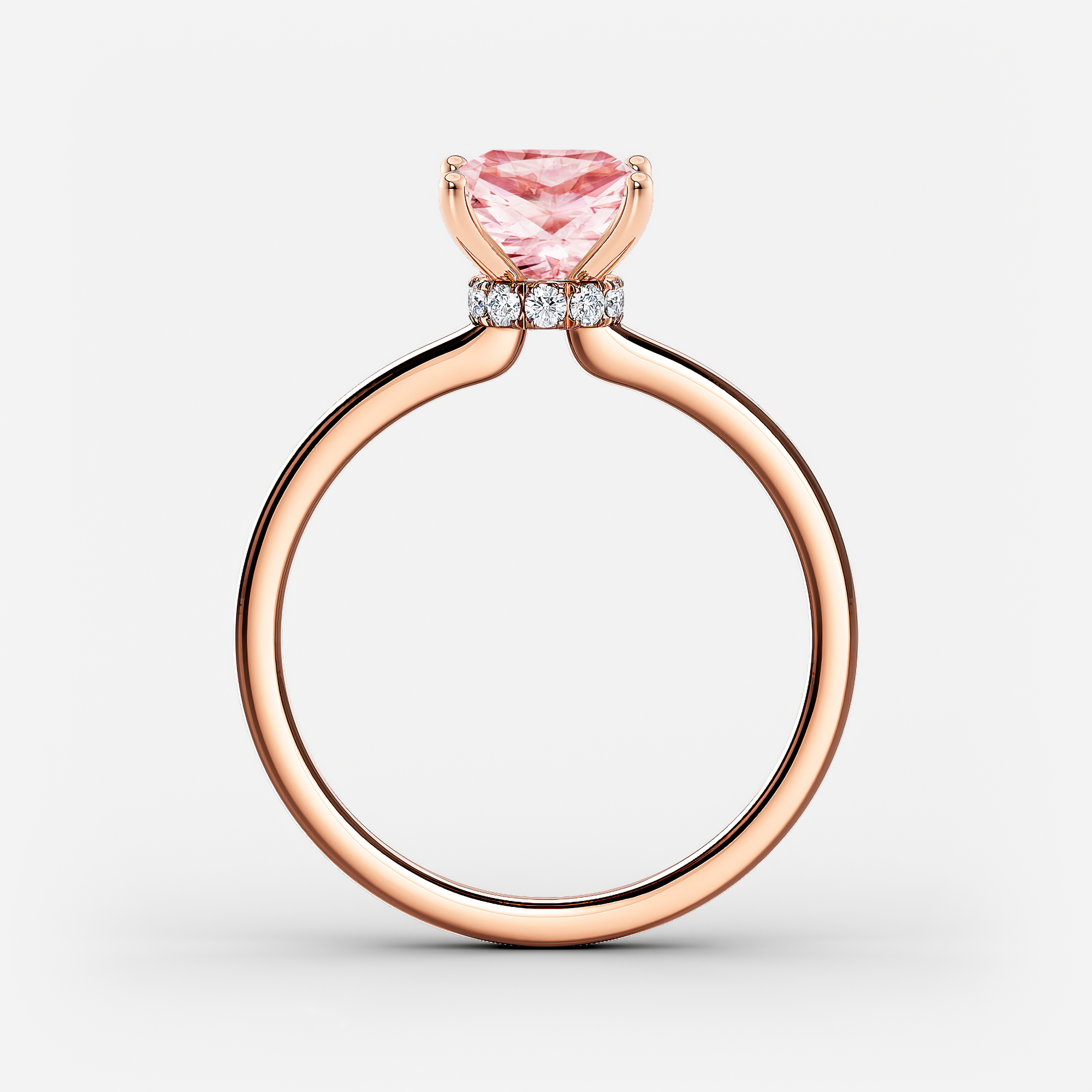 Lab Grown Diamond Ribbon Halo Engagement Ring Princess 1.00 ct. (Pink ...