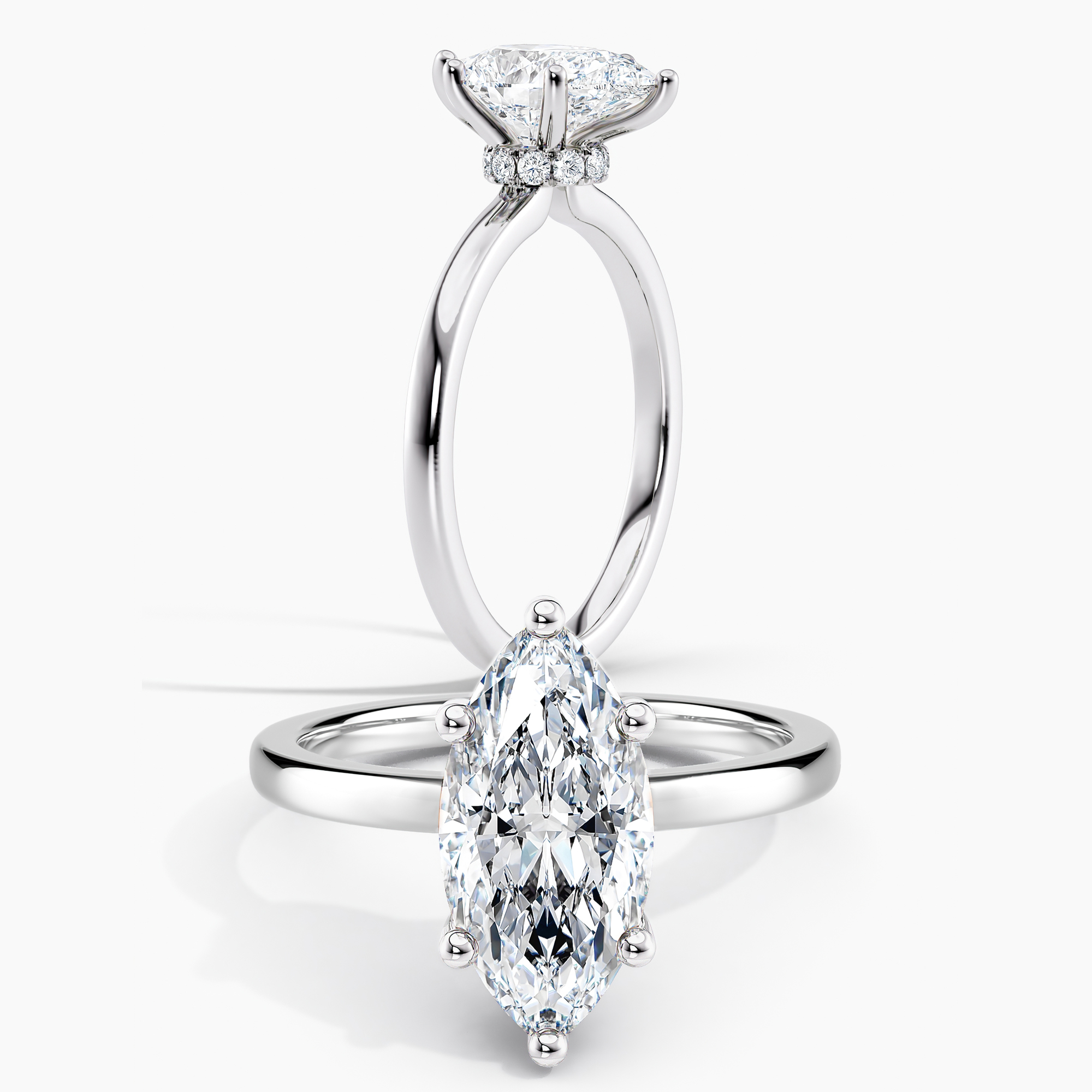Lab Grown Diamond Ribbon Halo Engagement Ring Marquise 1.00 ct. (I-J ...