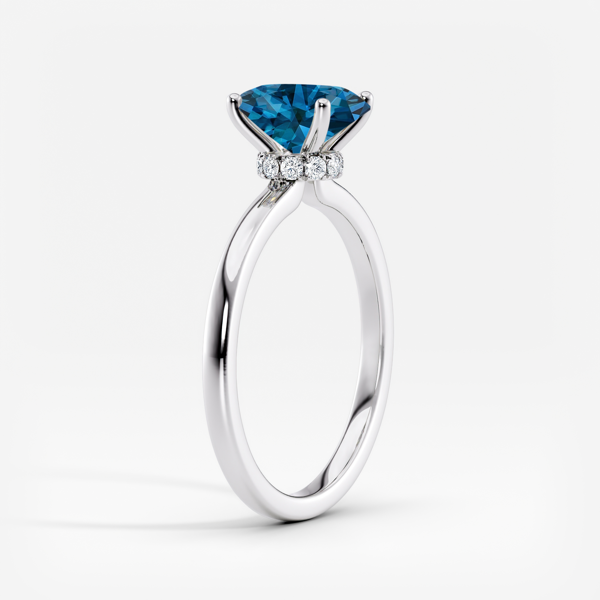 Lab Grown Diamond Ribbon Halo Engagement Ring Oval 0.50 ct. (Blue, VS ...