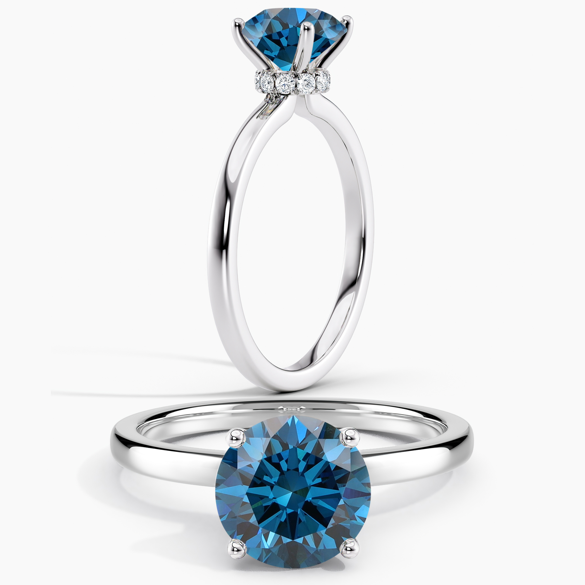 Natural Diamond Ribbon Halo Engagement Ring Round 5.00 ct. (Blue, I1 ...