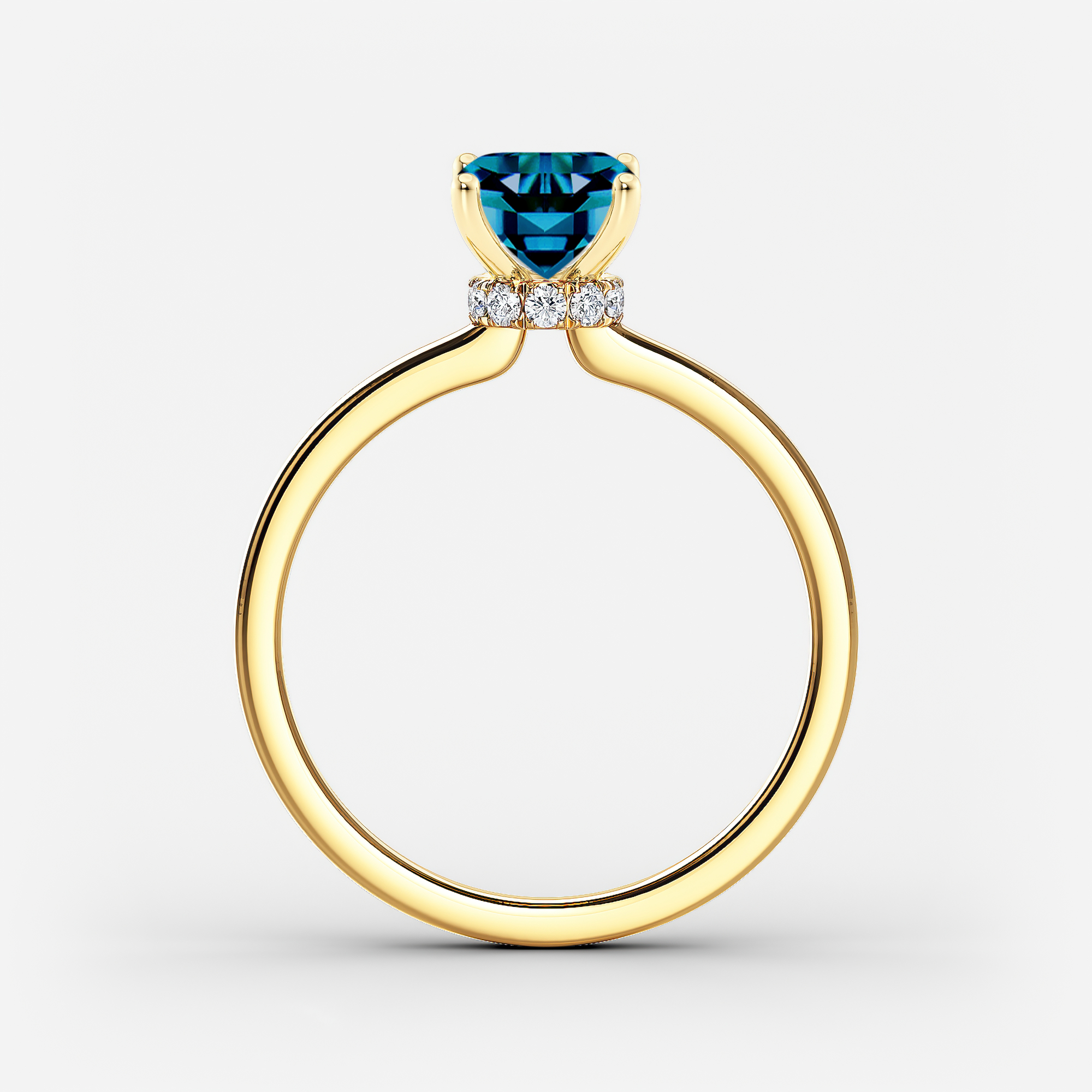 Lab Grown Diamond Ribbon Halo Engagement Ring Emerald 0.75 ct. (Blue ...