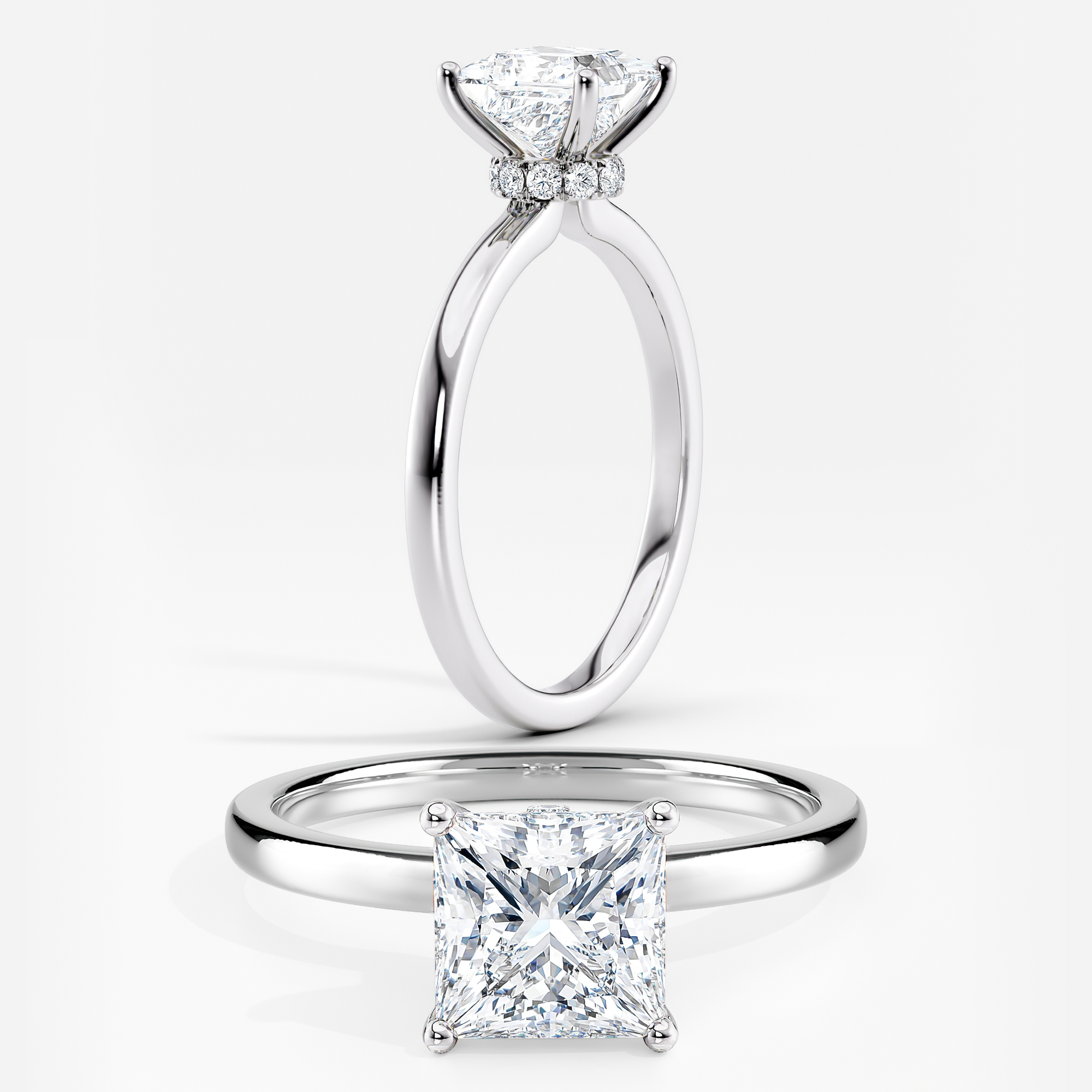 Lab Grown Diamond Ribbon Halo Engagement Ring Princess 1.00 ct. (I-J ...