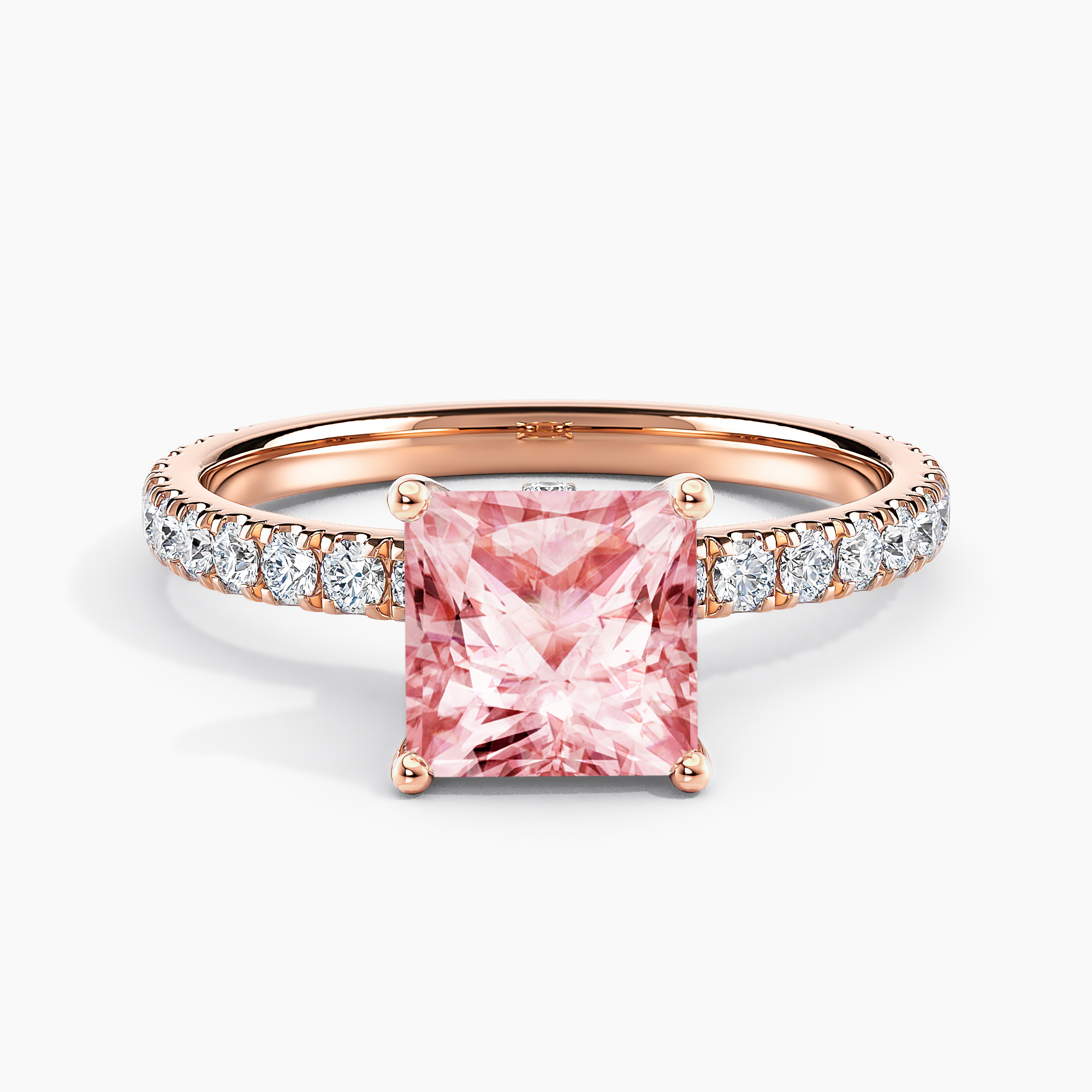 Lab Grown Diamond Ribbon Halo Engagement Ring Princess 1.00 ct. (Pink ...