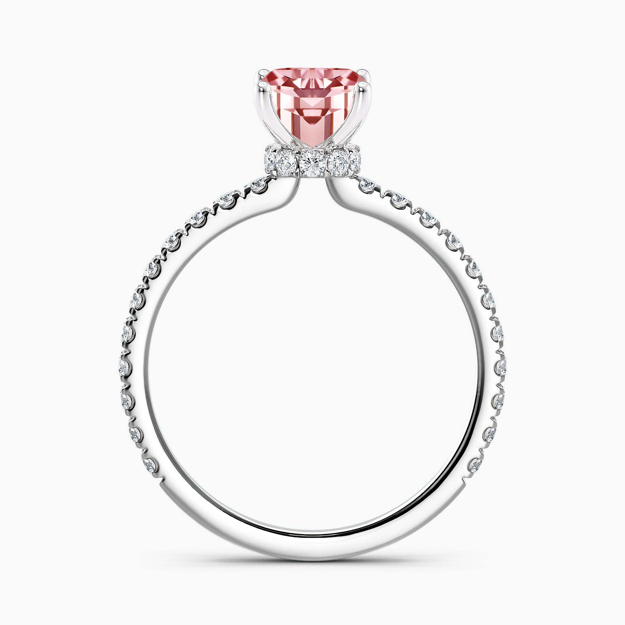 Lab Grown Diamond Ribbon Halo Engagement Ring Emerald 2.00 ct. (Pink ...