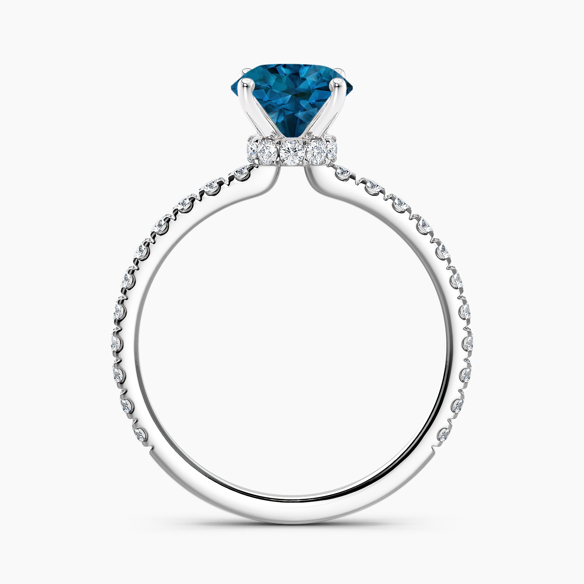 Lab Grown Diamond Ribbon Halo Engagement Ring Oval 1.00 ct. (Blue, VS