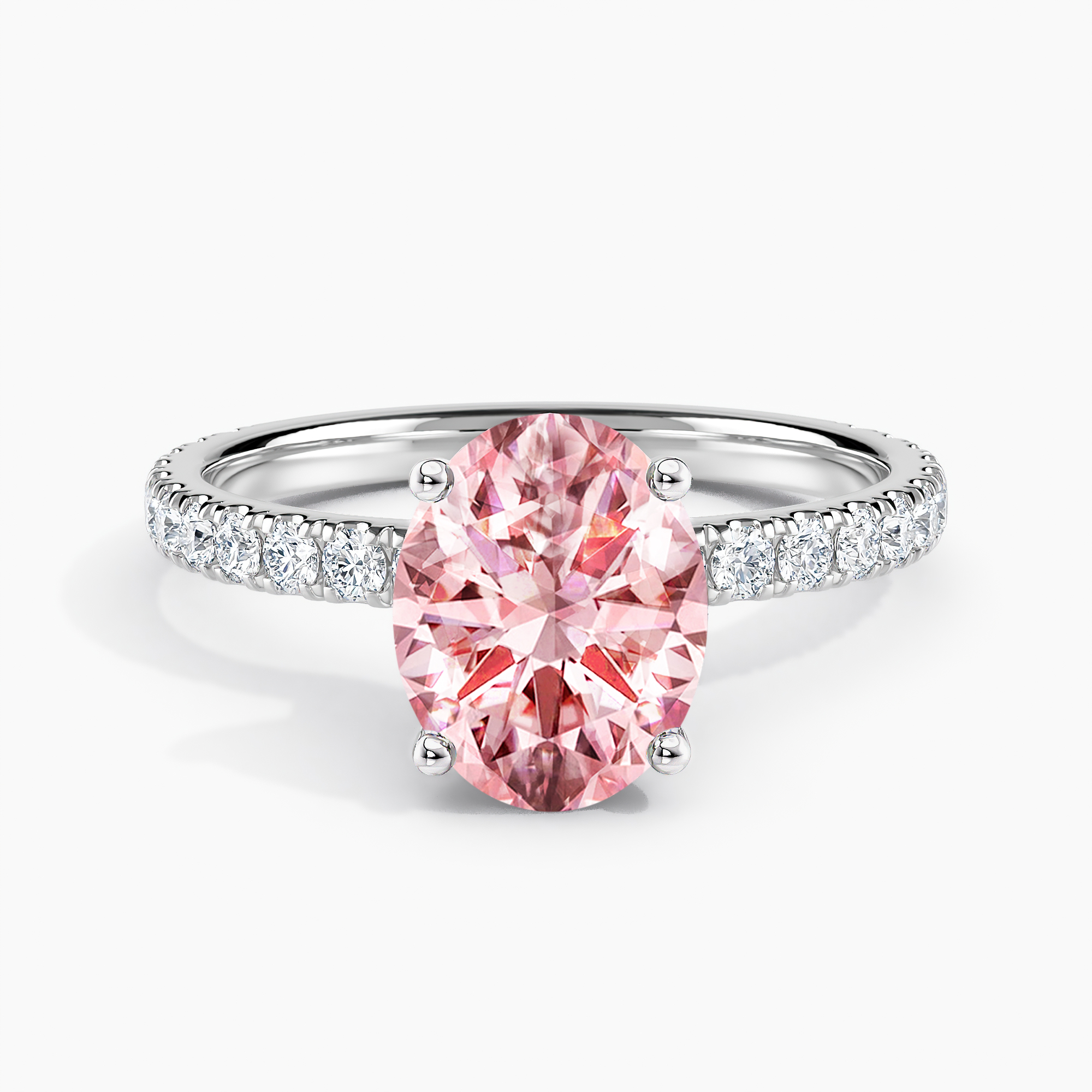 Lab Grown Diamond Ribbon Halo Engagement Ring Oval 1.00 ct. (Pink, VS ...