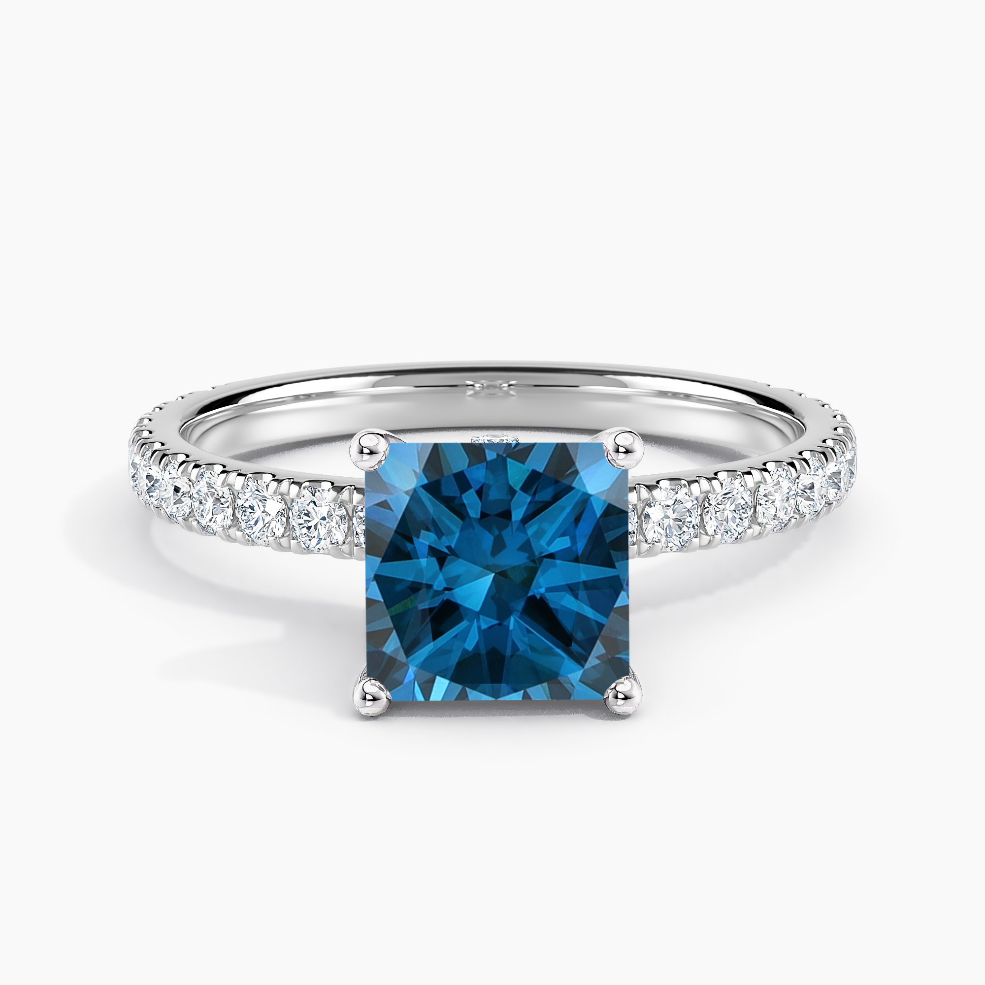 Lab Grown Diamond Ribbon Halo Engagement Ring Princess 0.50 ct. (Blue ...