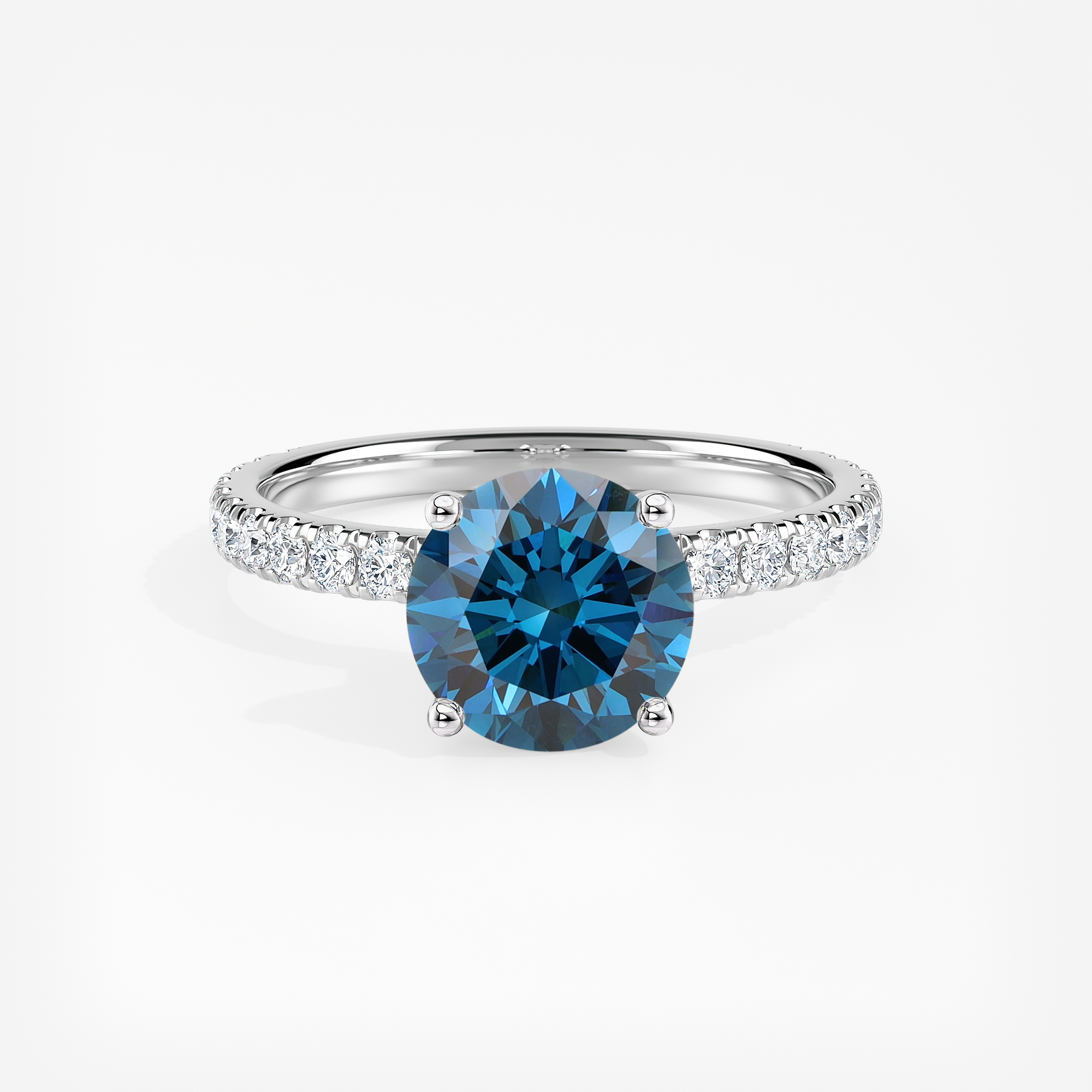 Lab Grown Diamond Ribbon Halo Engagement Ring Round 0.50 ct. (Blue, VS ...