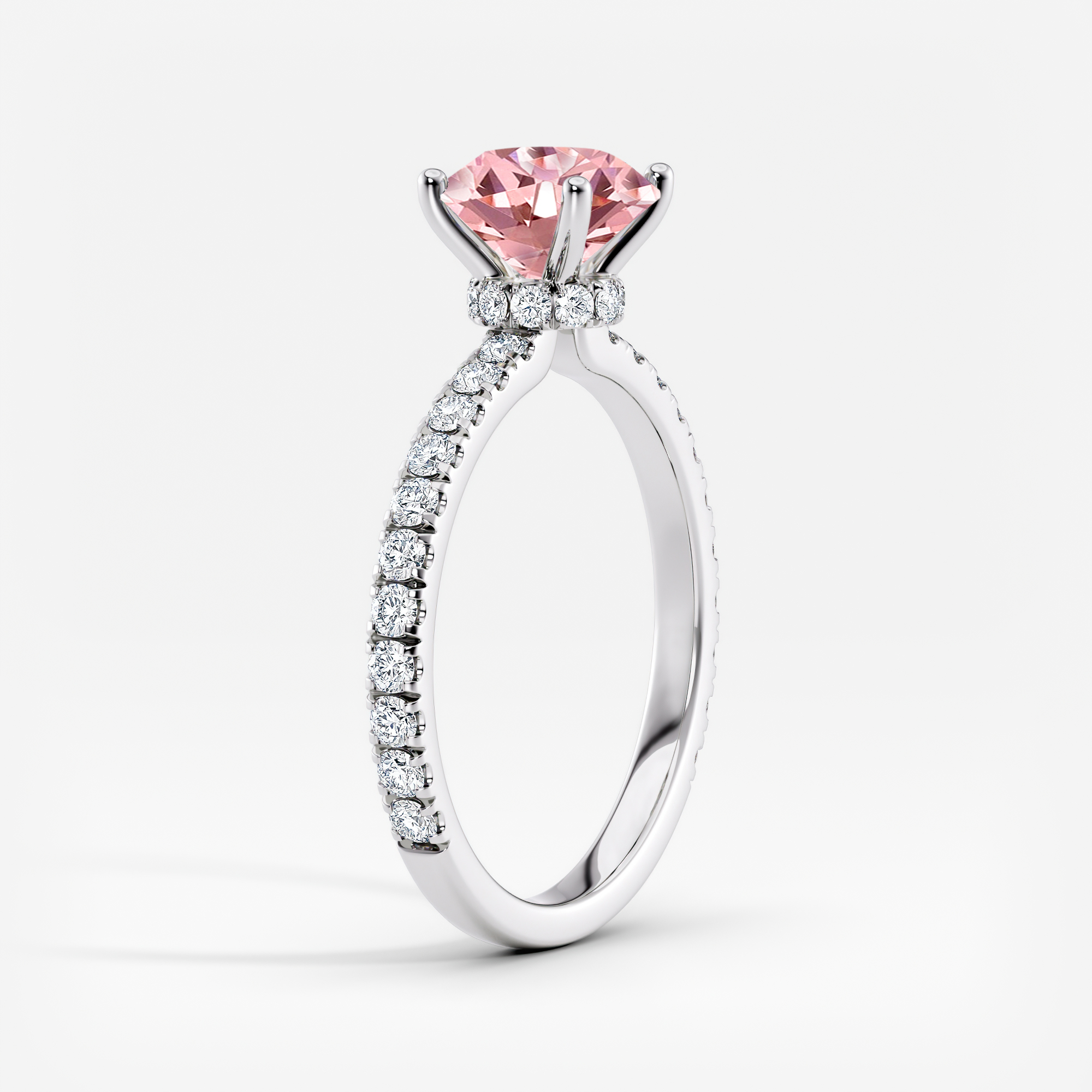 Lab Grown Diamond Ribbon Halo Engagement Ring Round 0.50 ct. (Pink, VS ...