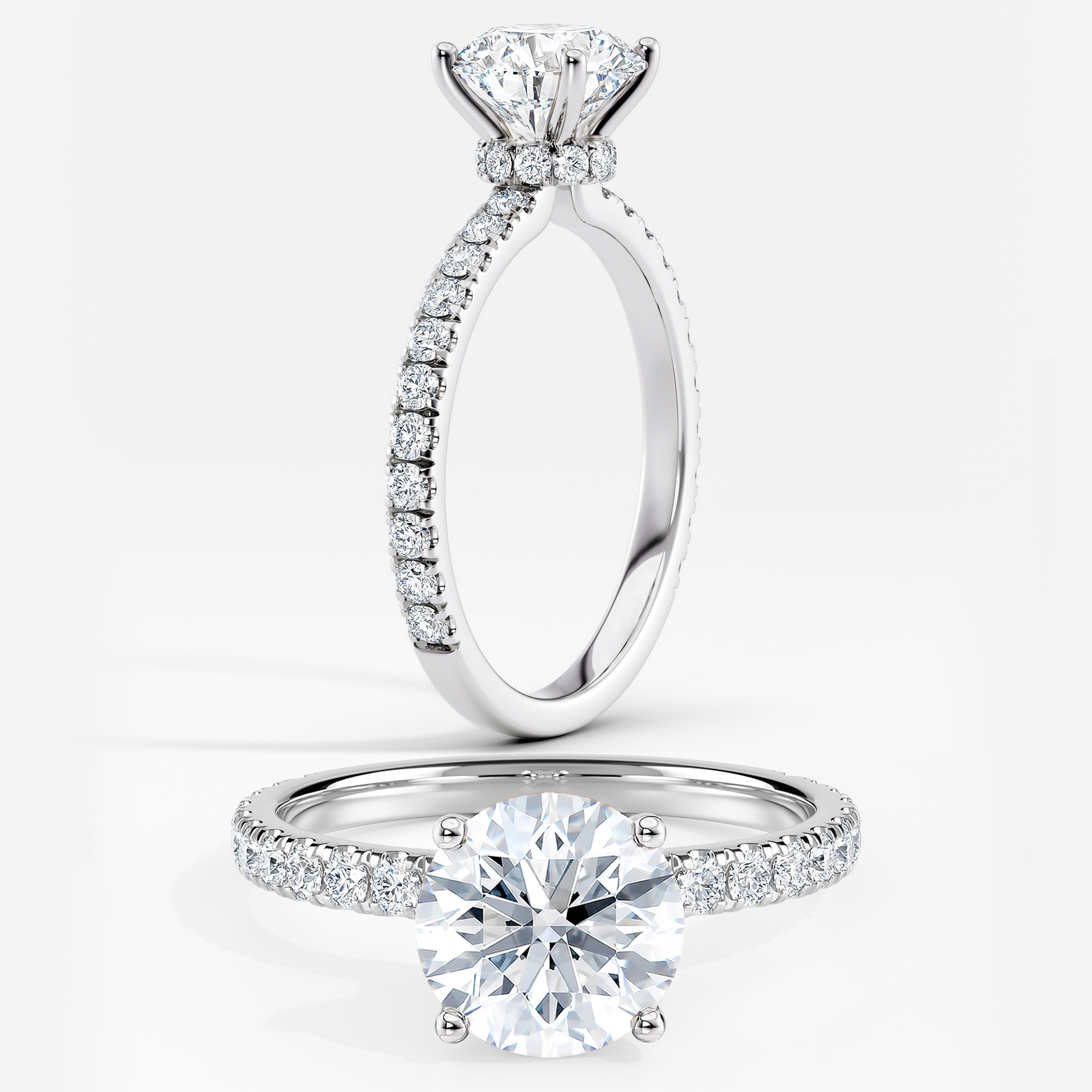 Natural Diamond Ribbon Halo Diamond Engagement Ring Round 2.00 ct. (J ...