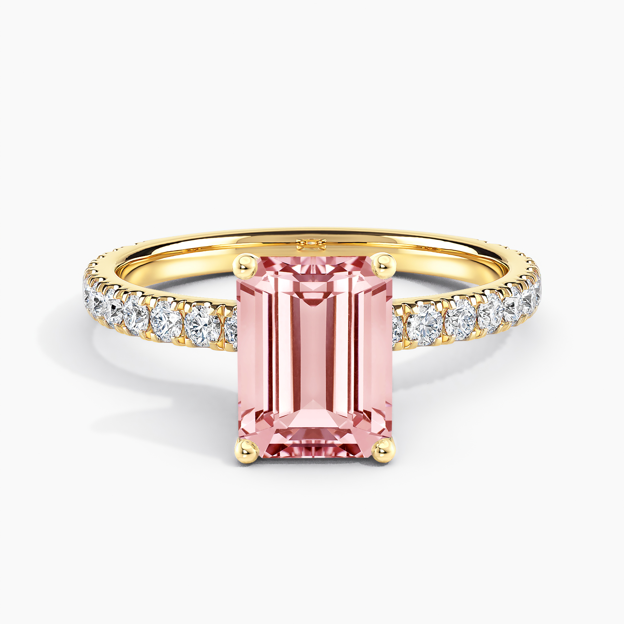 Lab Grown Diamond Ribbon Halo Engagement Ring Emerald 0.50 ct. (Pink ...