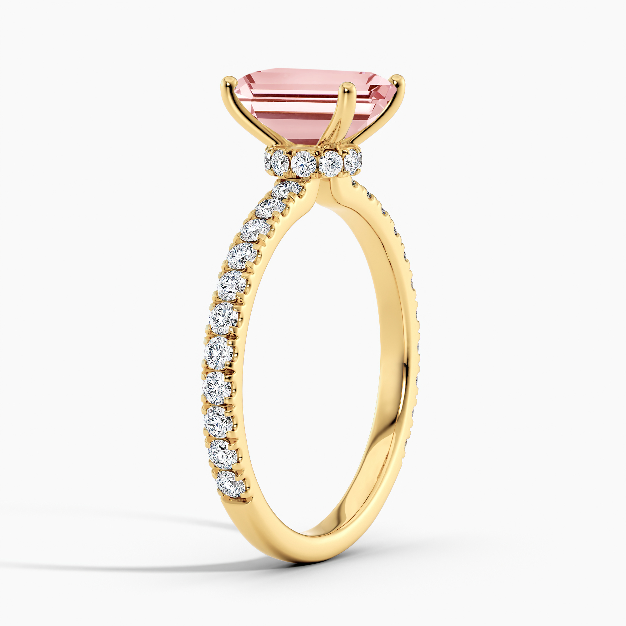 Lab Grown Diamond Ribbon Halo Engagement Ring Emerald 2.50 ct. (Pink ...