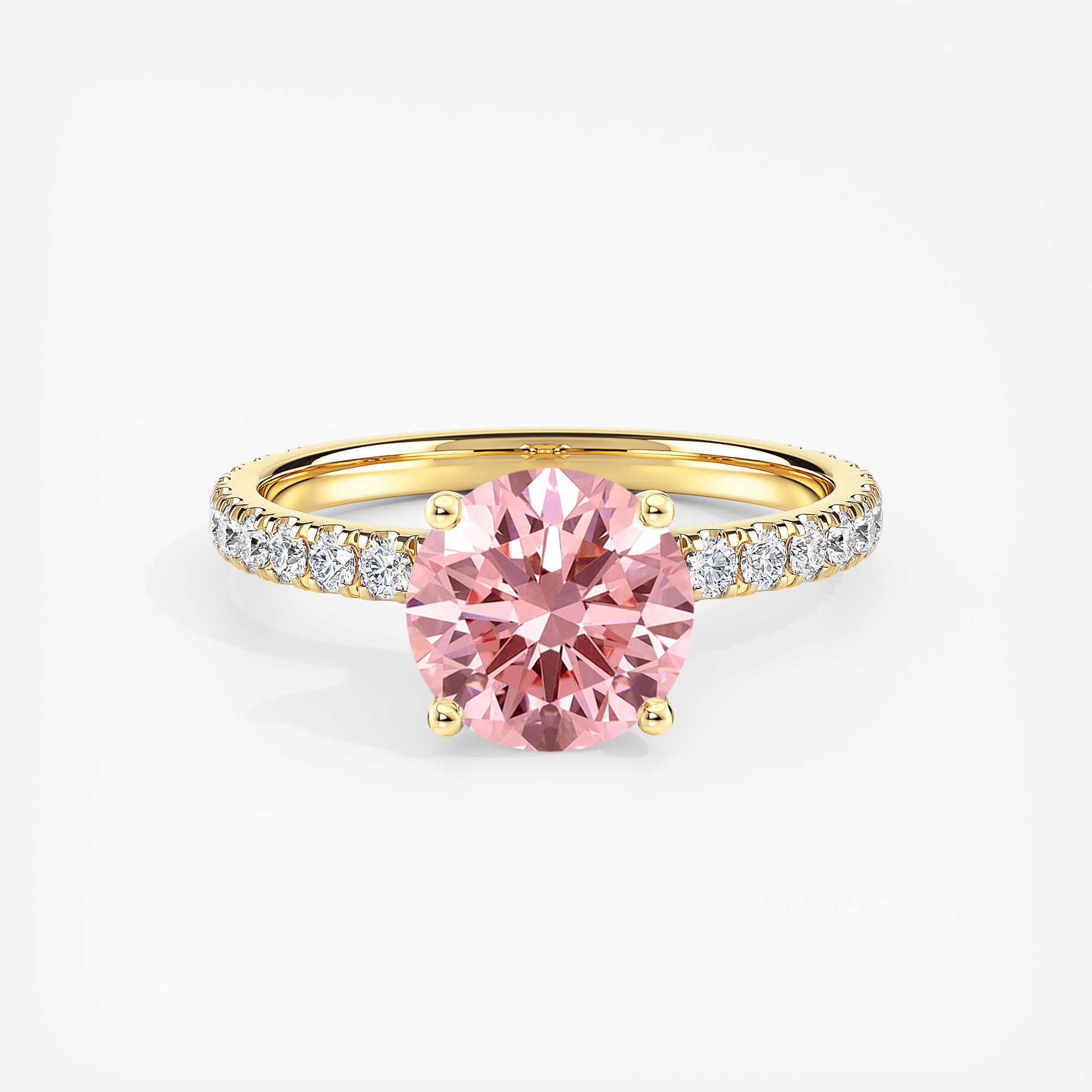 Lab Grown Diamond Ribbon Halo Engagement Ring Round 1.50 ct. (Pink, VS ...