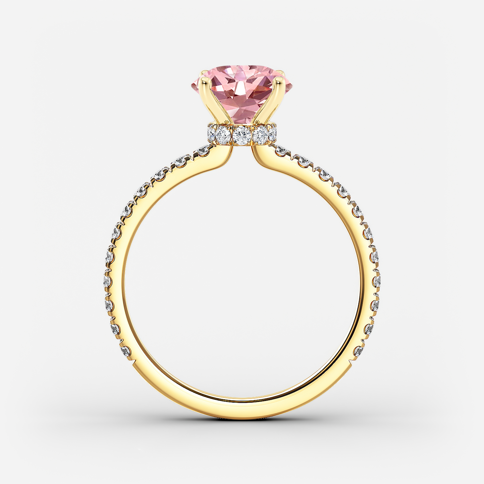 Lab Grown Diamond Ribbon Halo Engagement Ring Round 1.50 ct. (Pink, VS ...