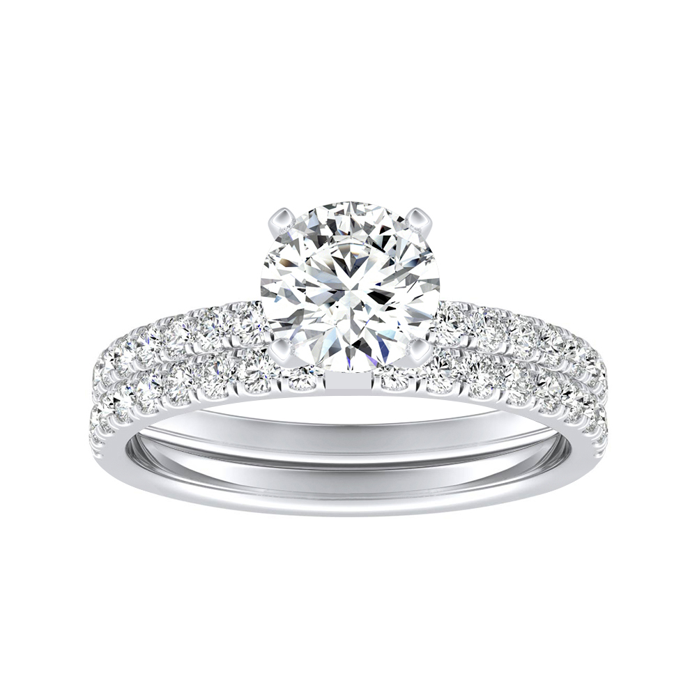 Lab Grown Diamond Wedding Ring Set Round IGI Certified 1.50 ct. tw. (H