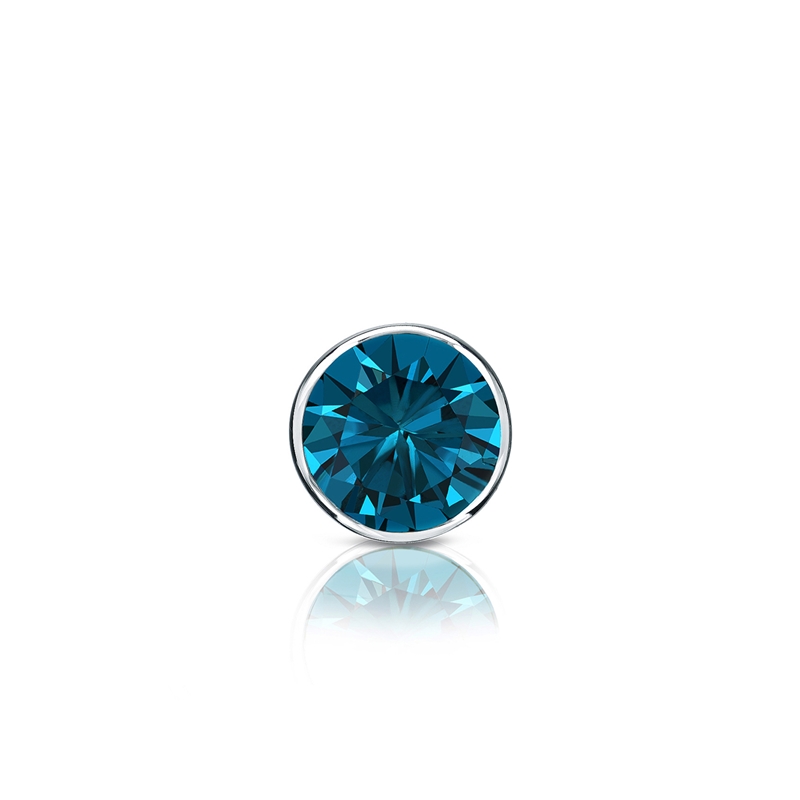 18K 一粒ダイヤモンド•デザインリング✴︎used ✴︎ 14k White Gold Bezel Round Blue Diamond Single Stud Earring